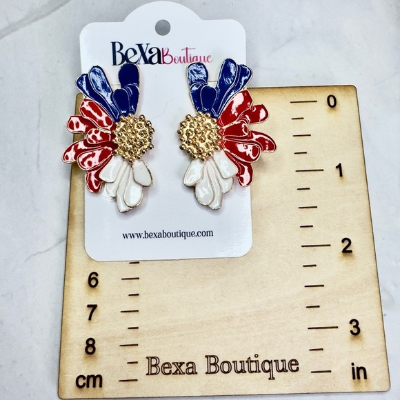 BeXa Boutique Red, Blue, and White Earrings - Picture 2 of 3